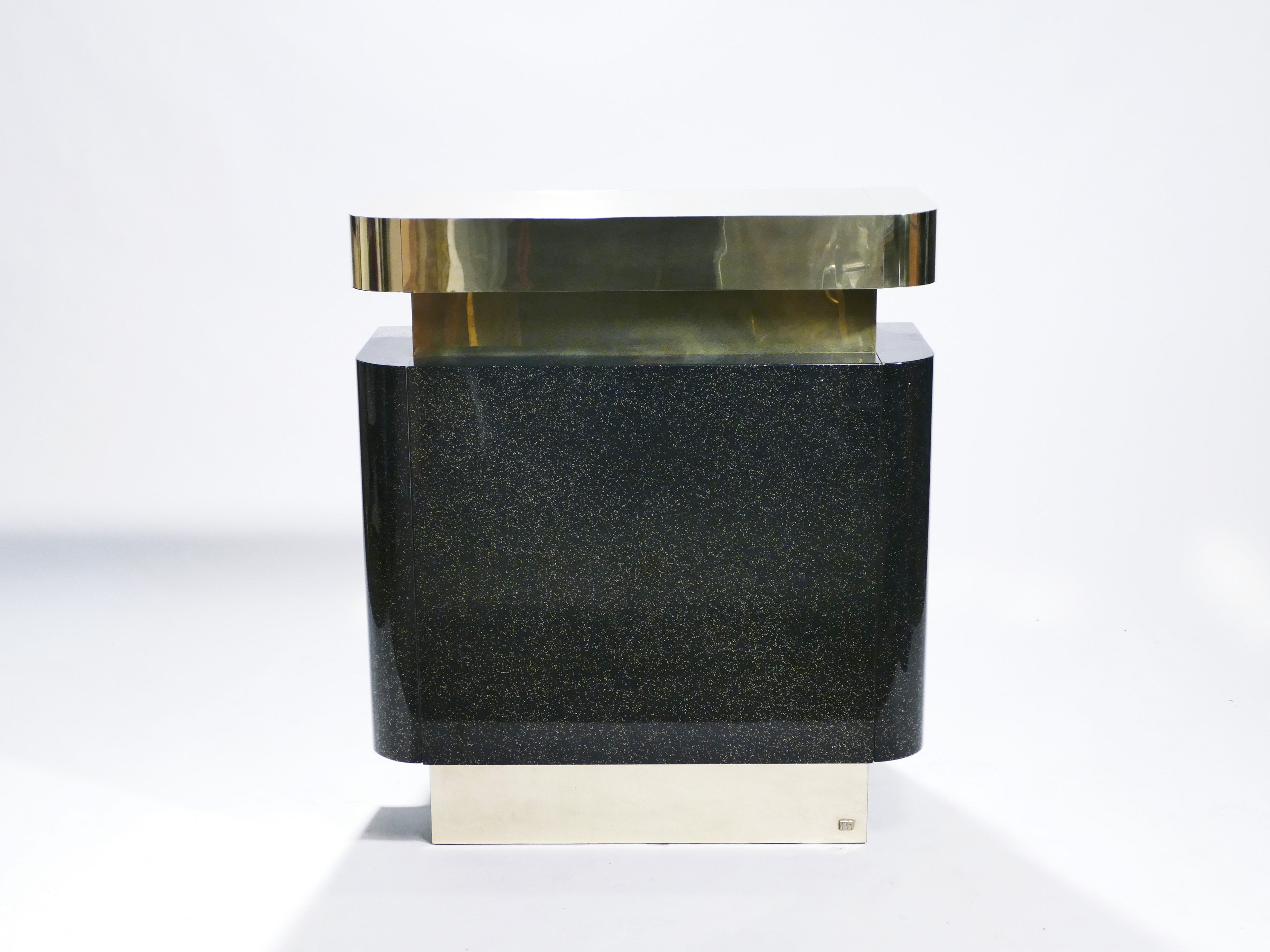Rare lacquer and brass bar J.C. Mahey 1970’s