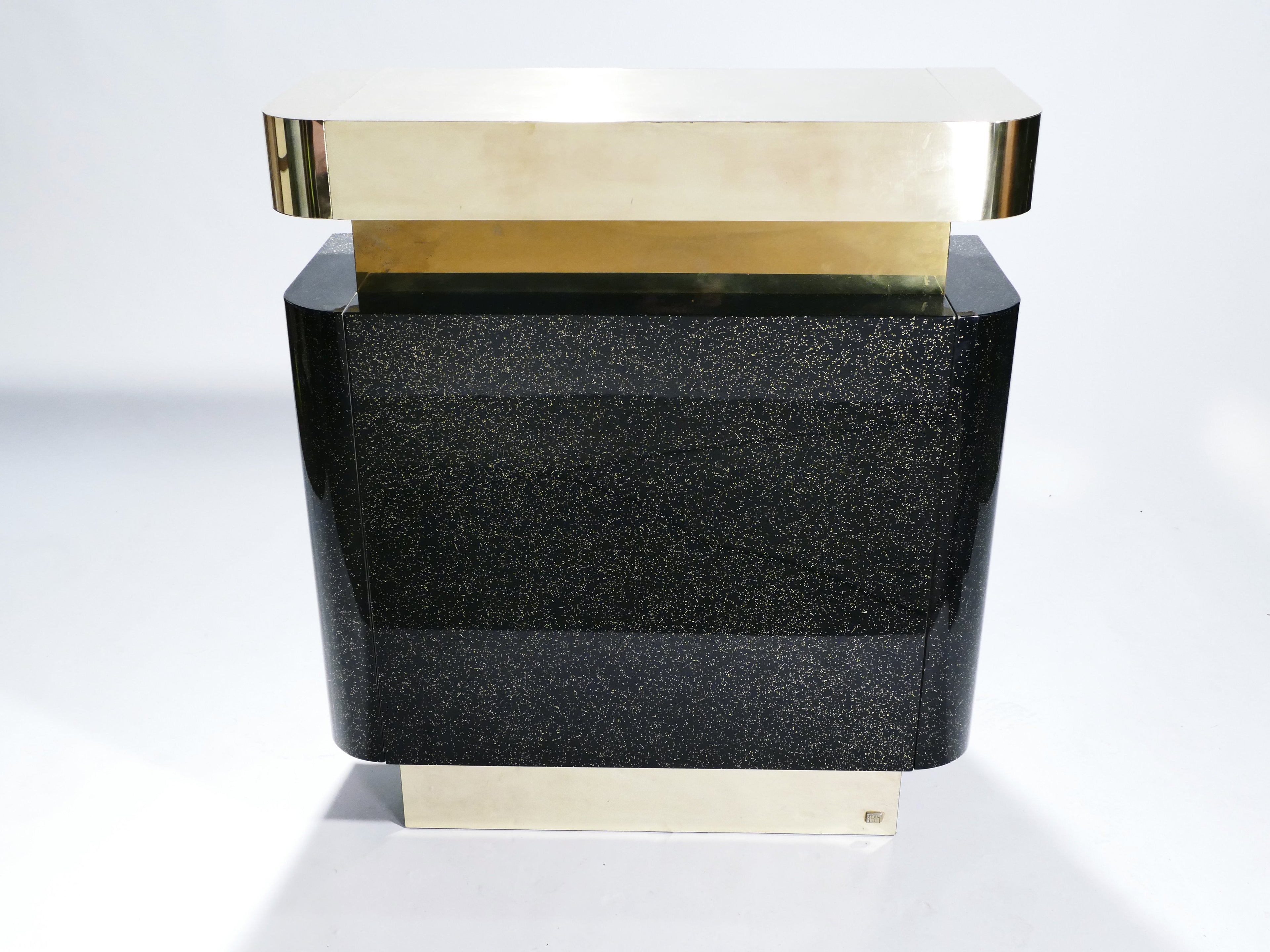 Rare lacquer and brass bar J.C. Mahey 1970’s