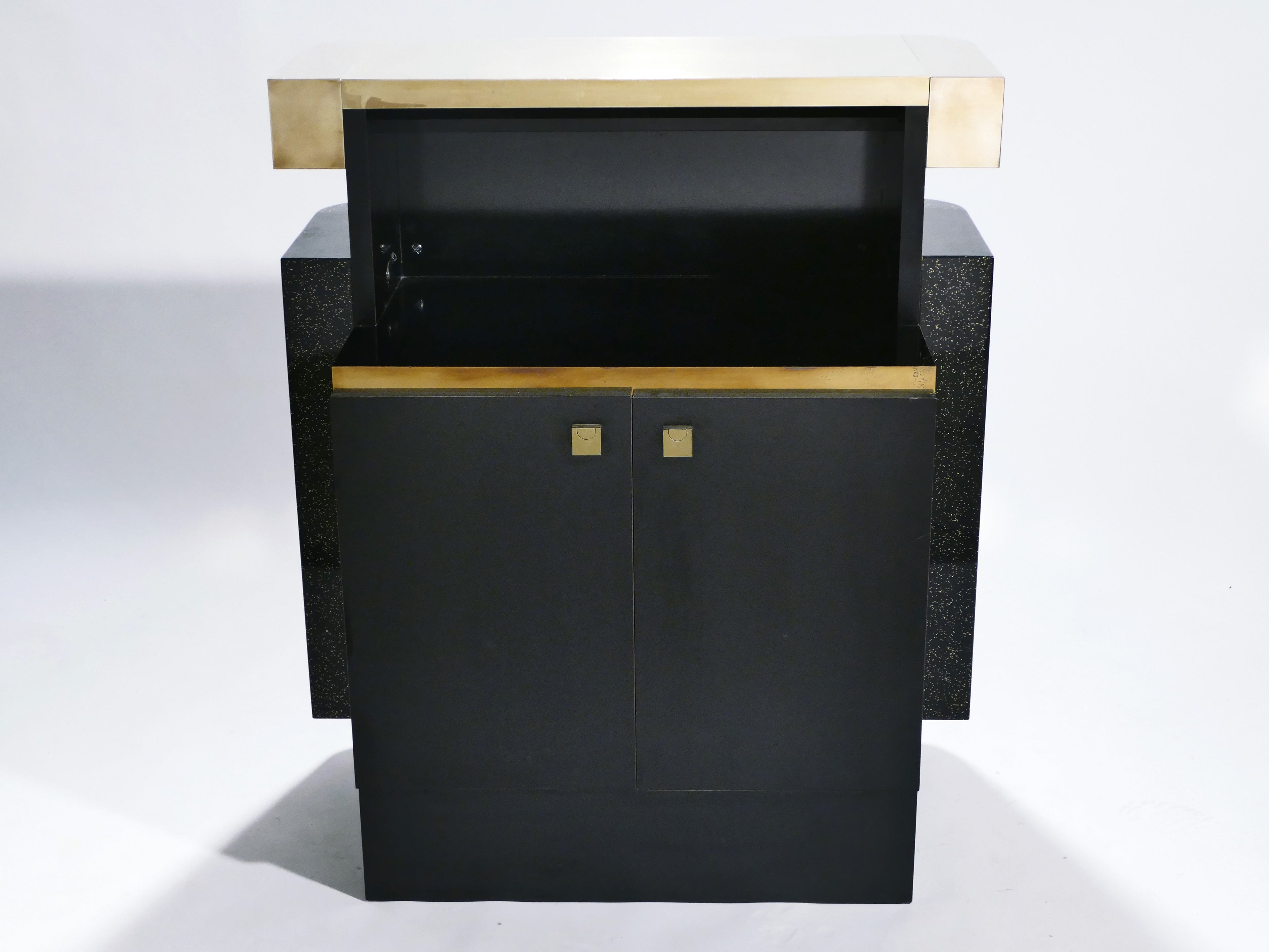 Rare lacquer and brass bar J.C. Mahey 1970’s