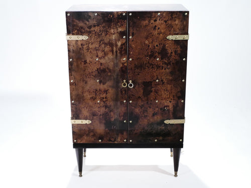 Bar cabinet in goatskin parchment by Aldo Tura 1960’s