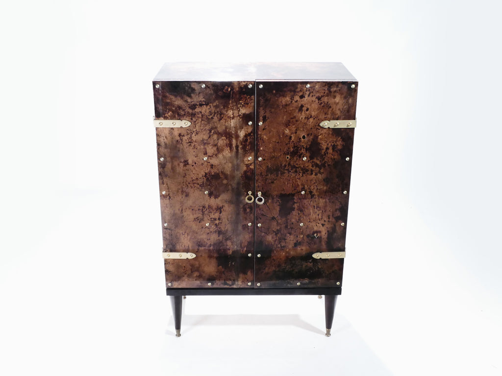 Bar cabinet in goatskin parchment by Aldo Tura 1960’s