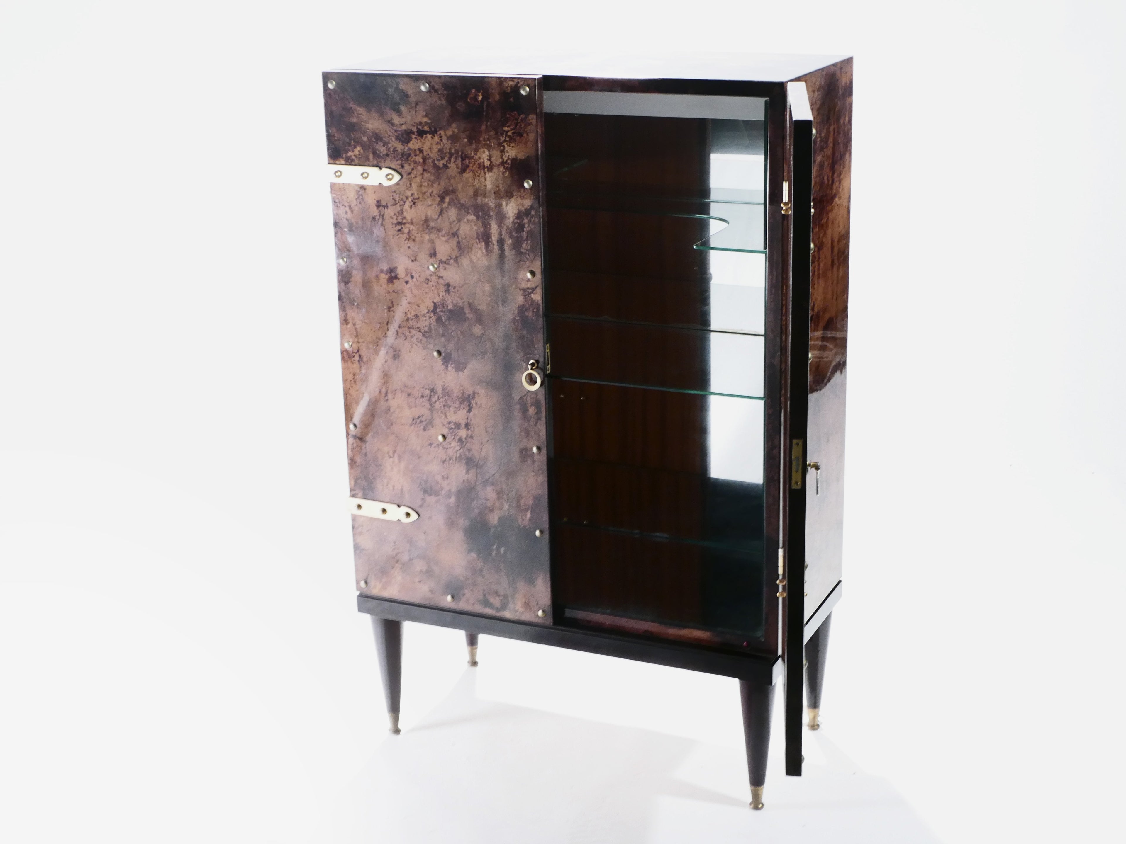 Bar cabinet in goatskin parchment by Aldo Tura 1960’s