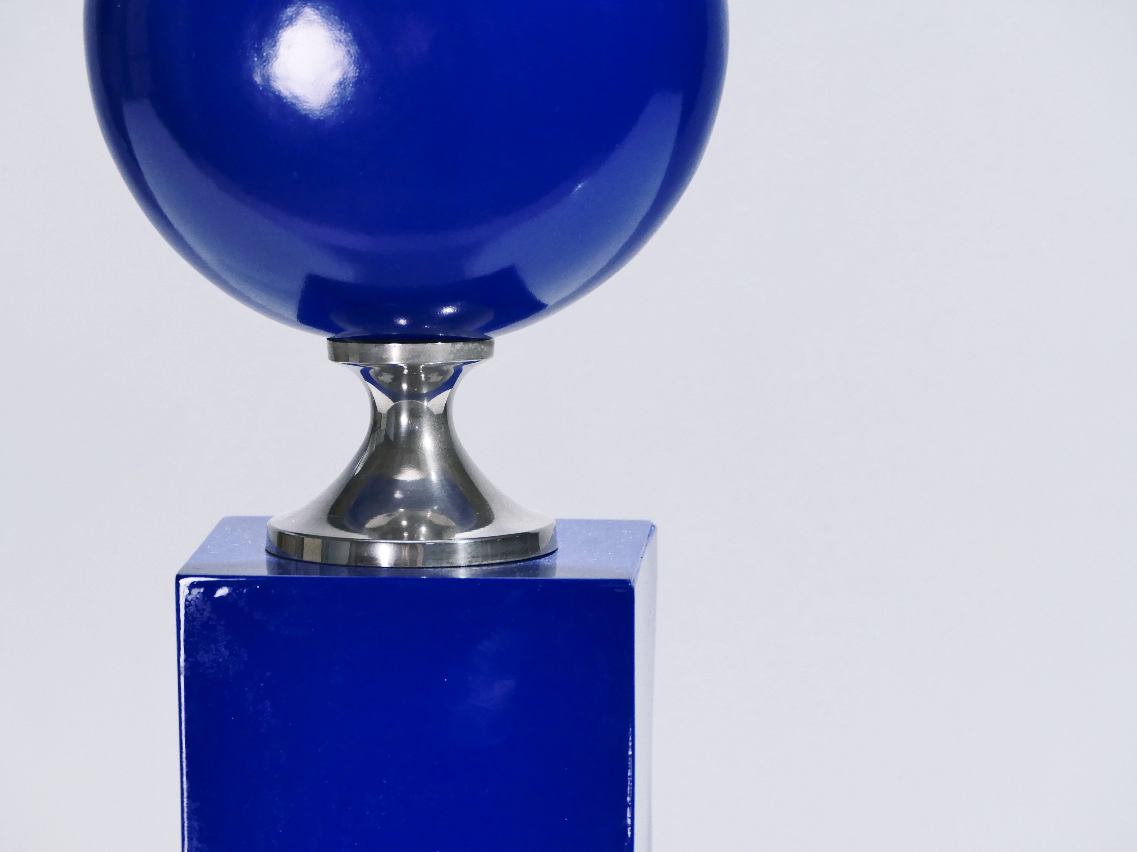 Pair of blue lacquered metal lamps by Philippe Barbier 1970’s