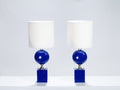 Pair of blue lacquered metal lamps by Philippe Barbier 1970’s