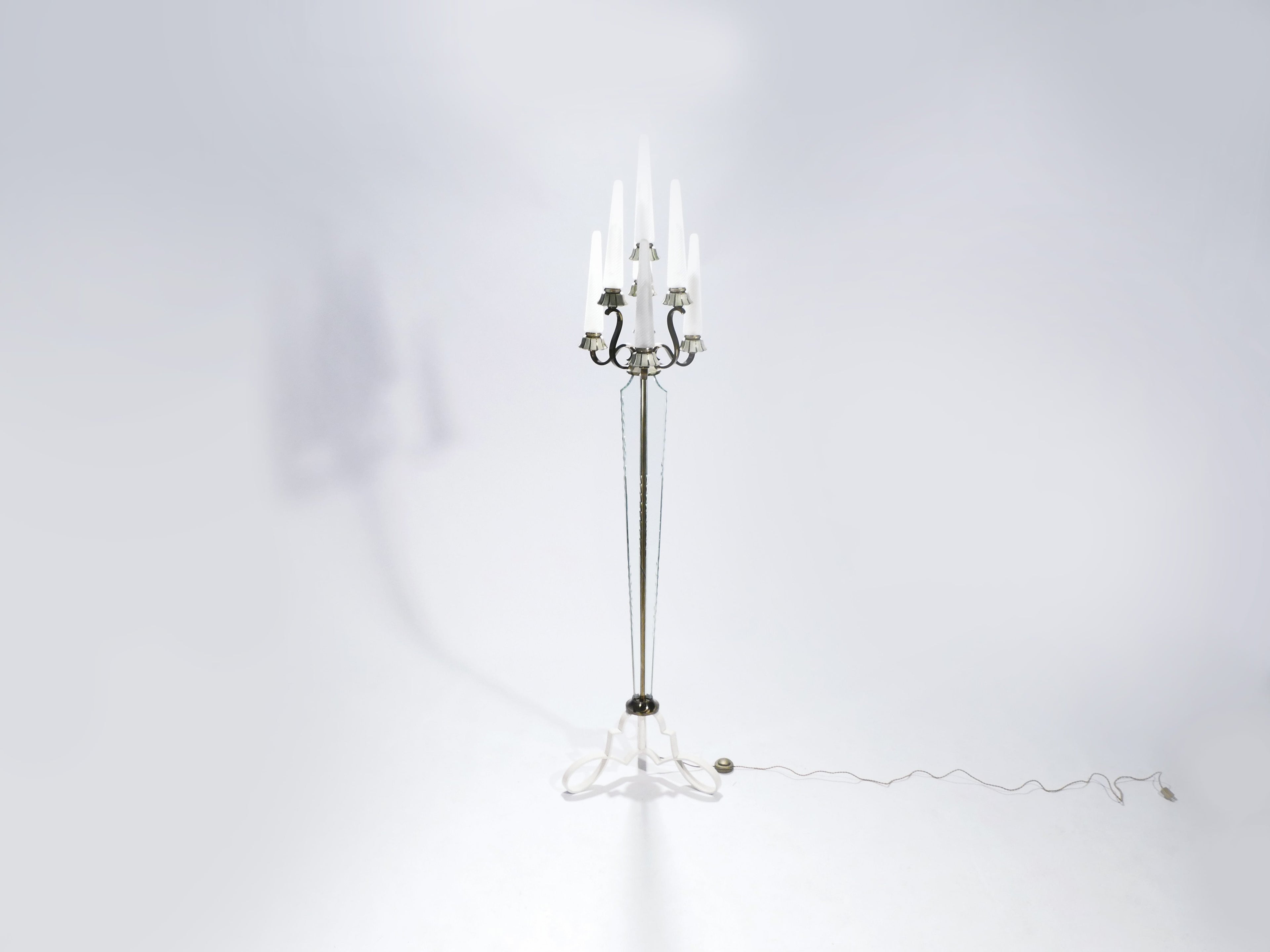 French Bronze and crystal floor lamp by Sabino 1930s
