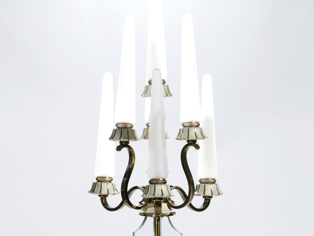 French Bronze and crystal floor lamp by Sabino 1930s