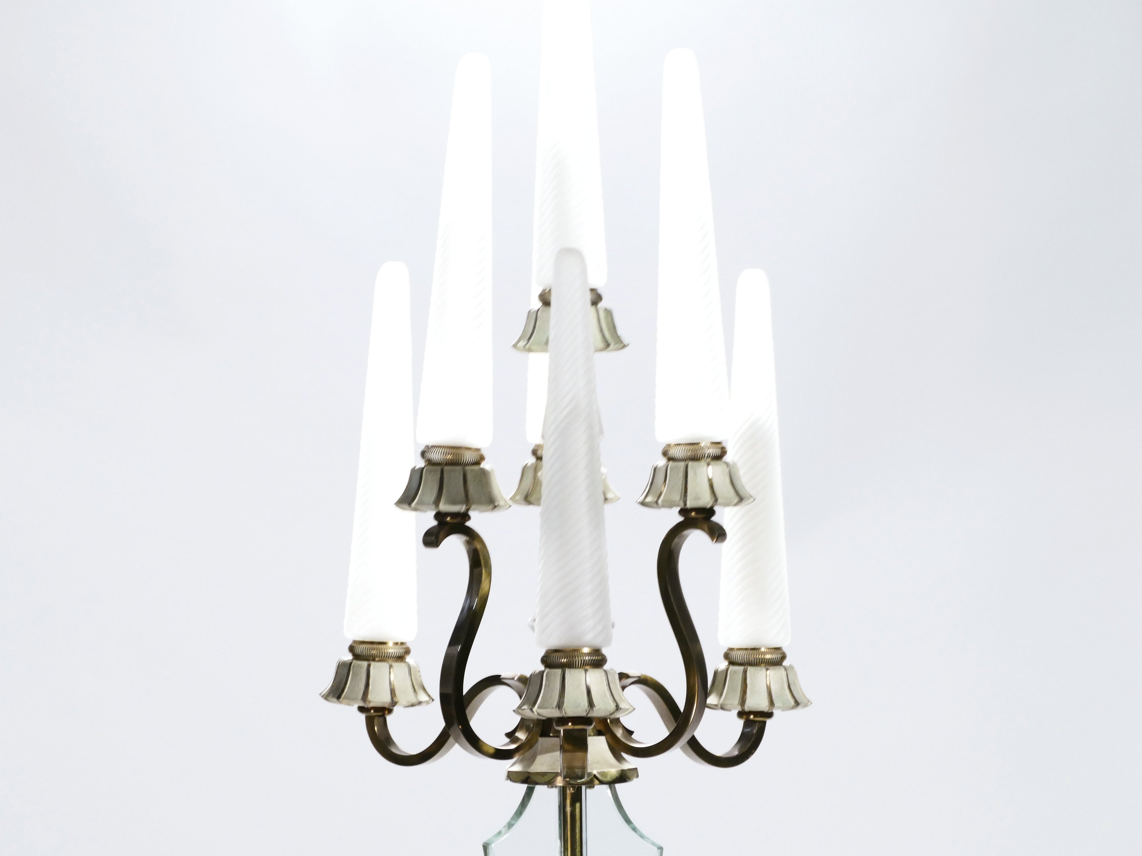 French Bronze and crystal floor lamp by Sabino 1930s