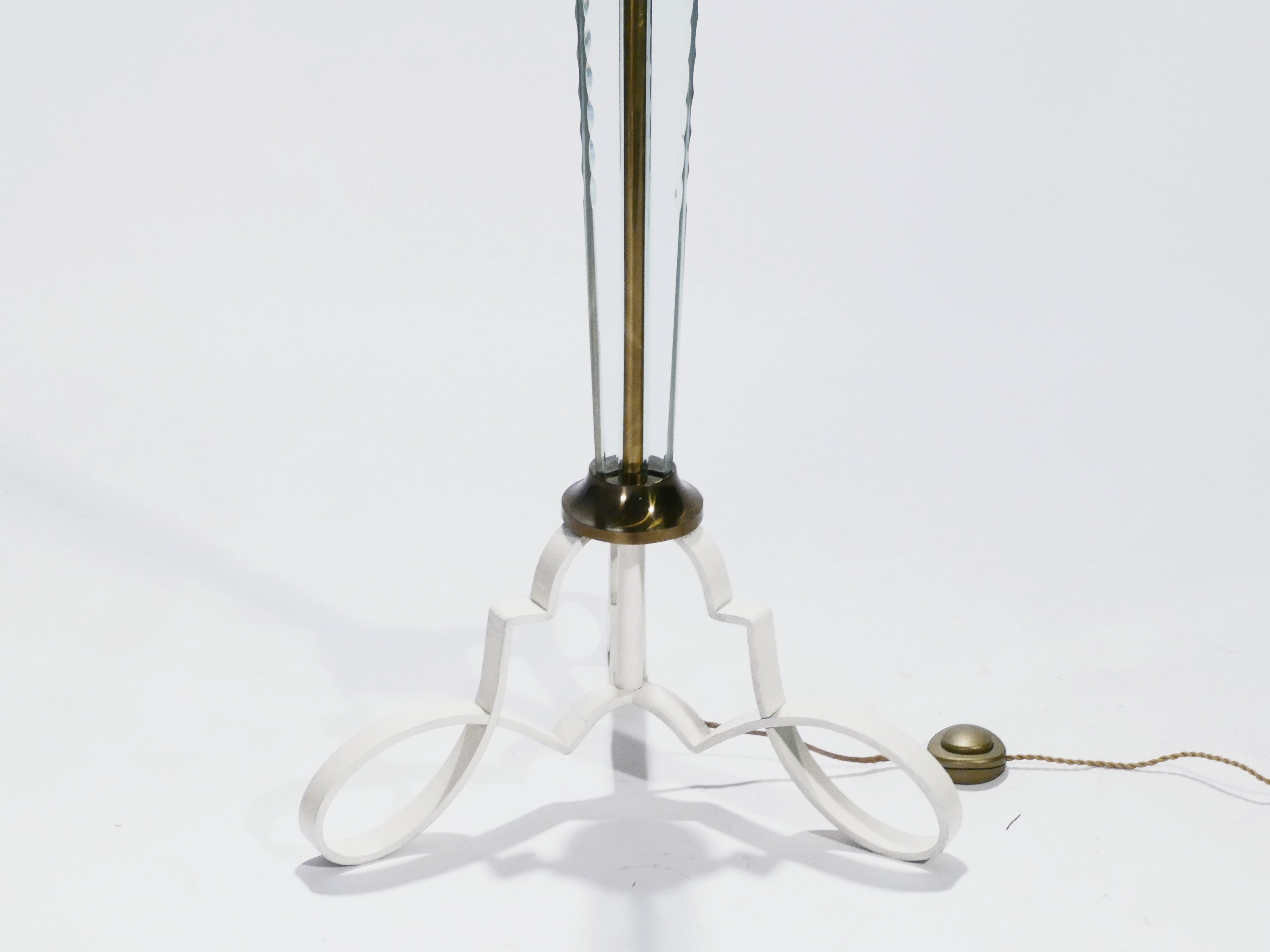 French Bronze and crystal floor lamp by Sabino 1930s