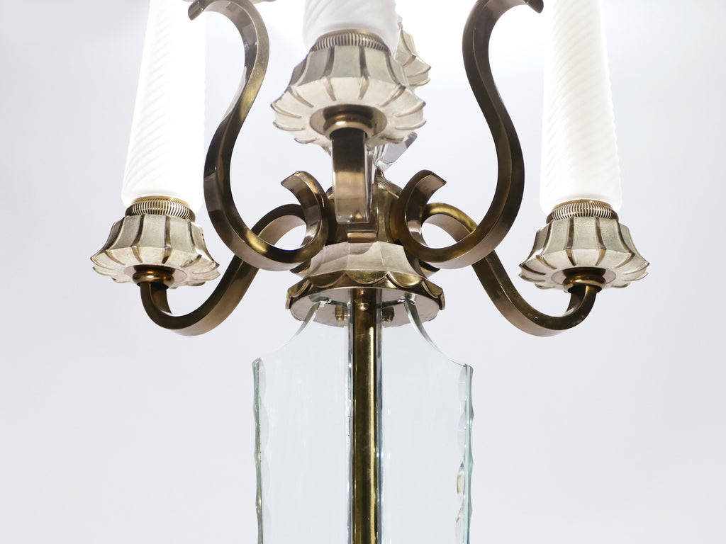 French Bronze and crystal floor lamp by Sabino 1930s