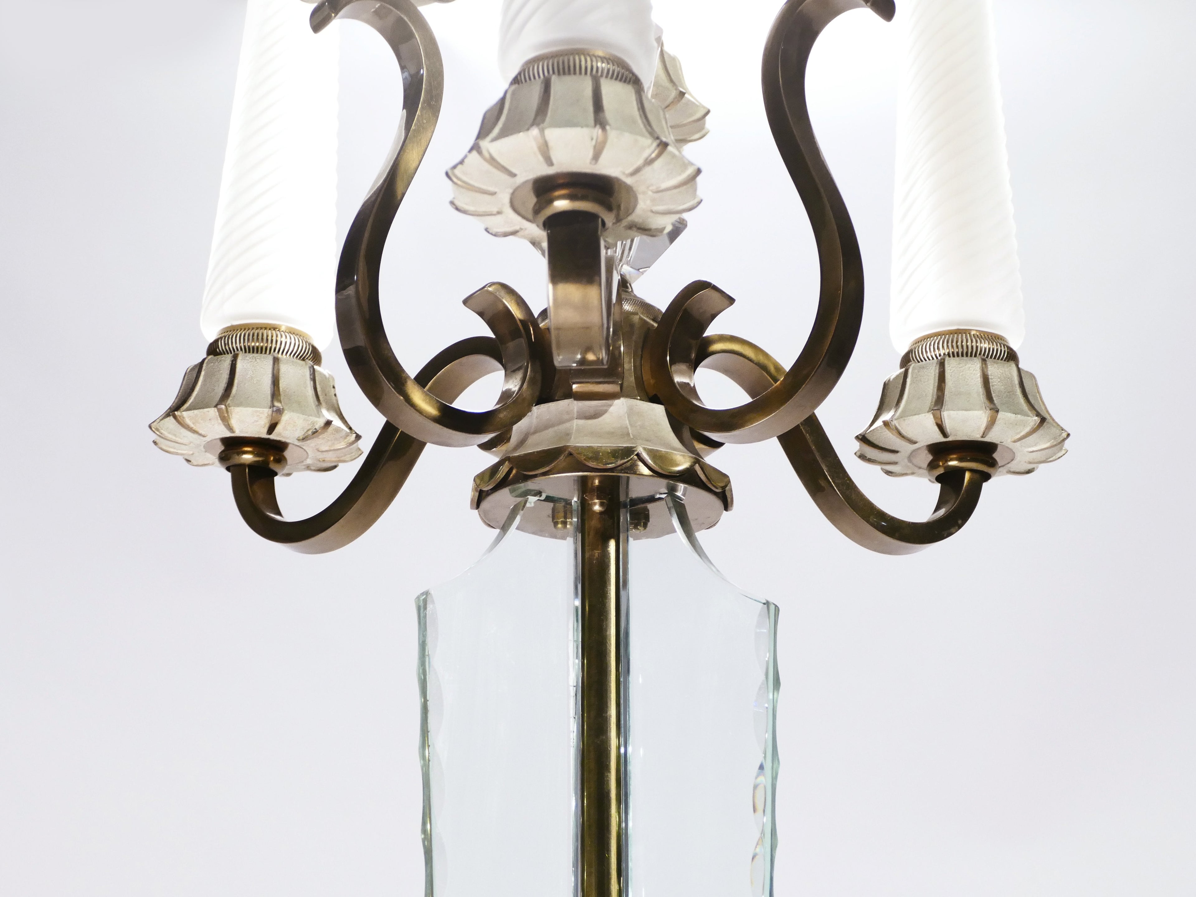 French Bronze and crystal floor lamp by Sabino 1930s