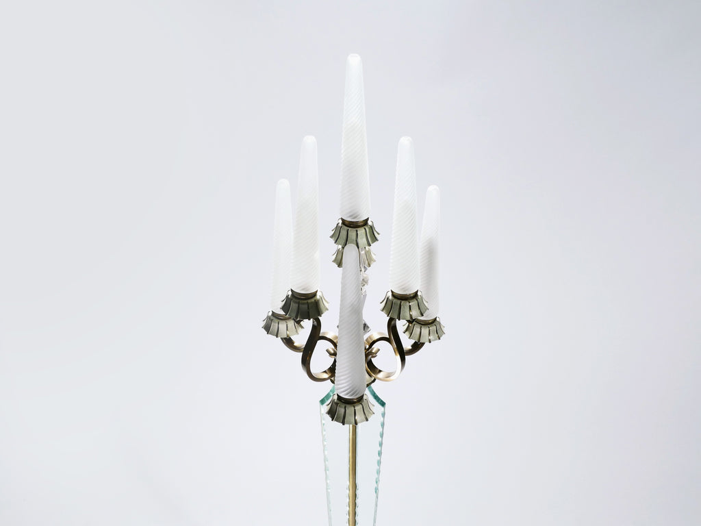 French Bronze and crystal floor lamp by Sabino 1930s
