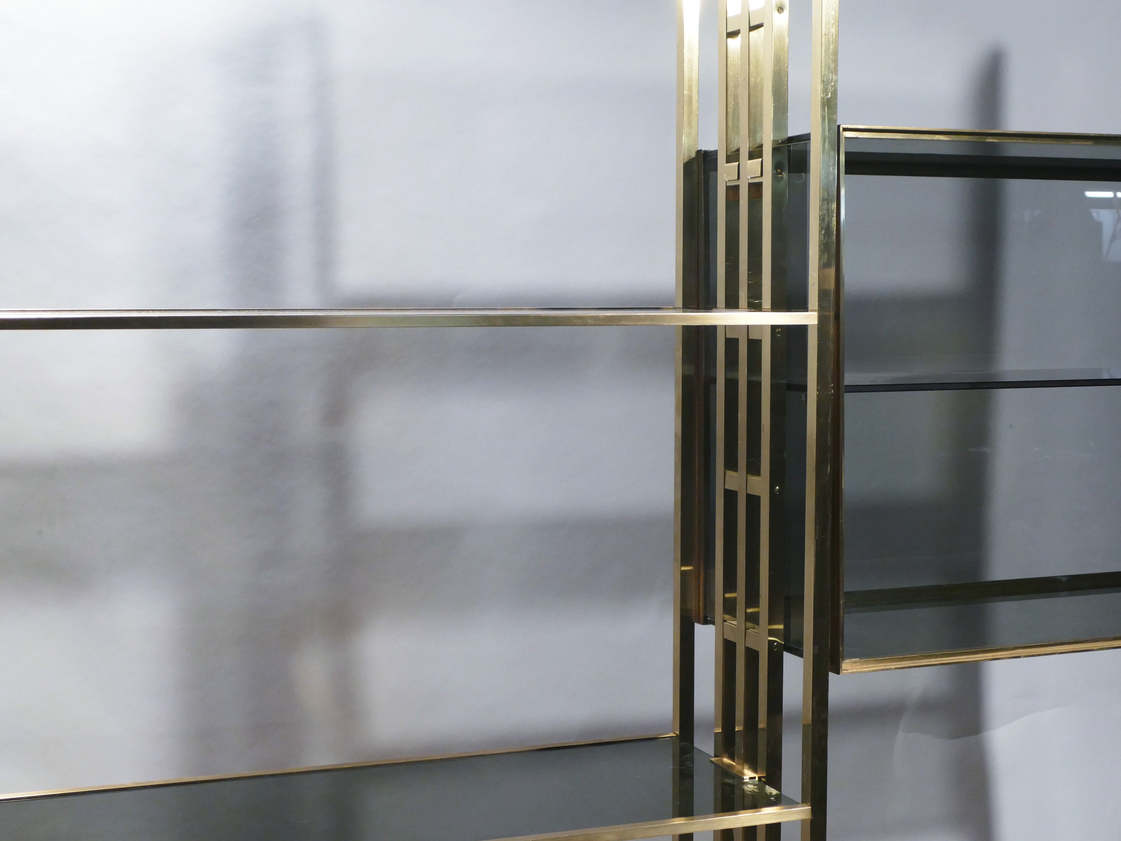 Rare Kim Moltzer French Lacquer and brass shelves 1970s
