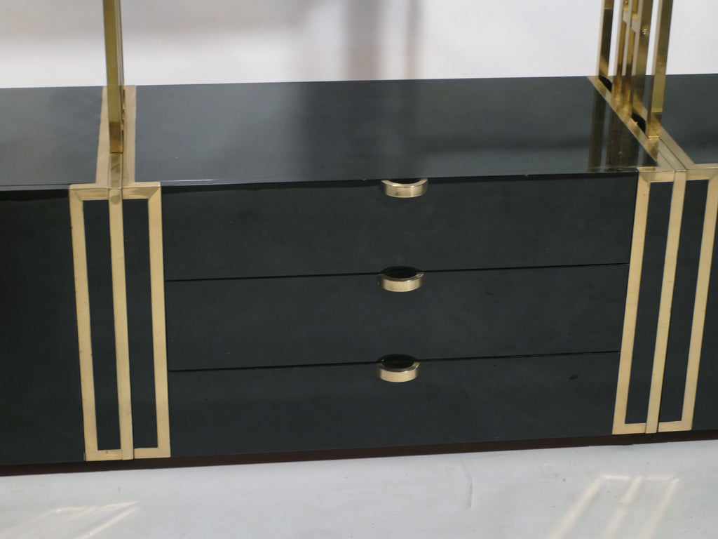 Rare Kim Moltzer French Lacquer and brass shelves 1970s
