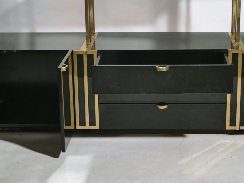 Rare Kim Moltzer French Lacquer and brass shelves 1970s