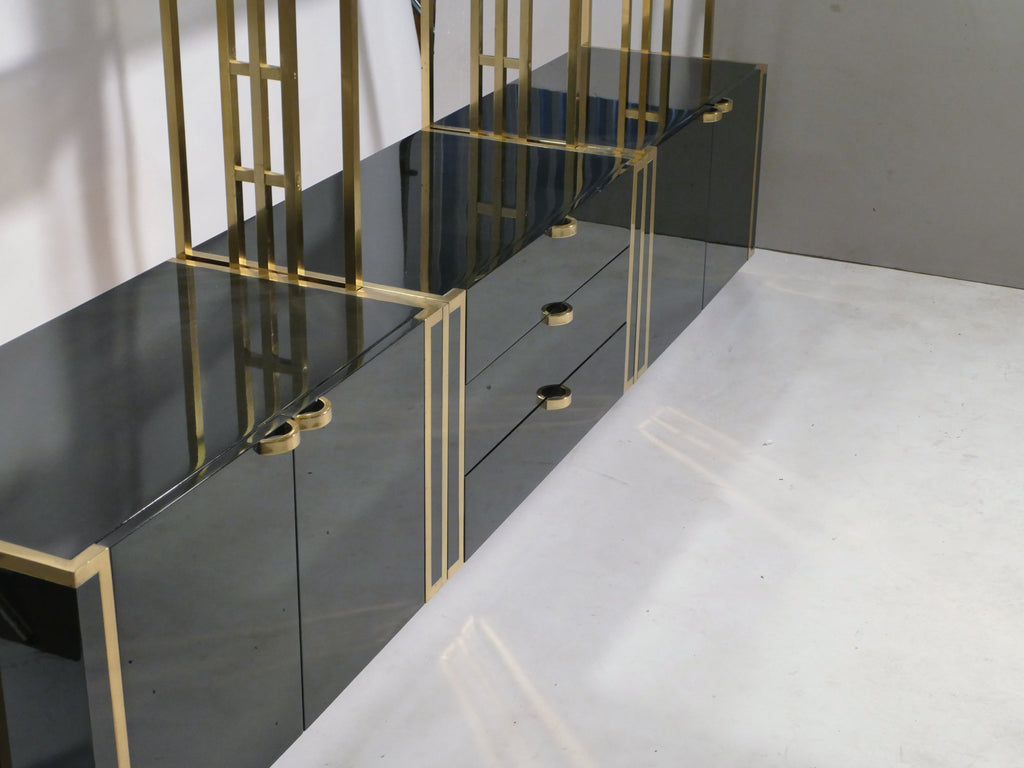 Rare Kim Moltzer French Lacquer and brass shelves 1970s