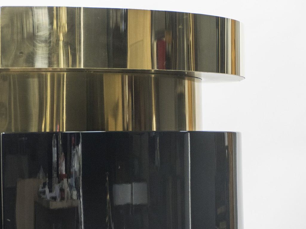 Unique French Hollywood Regency lacquer brass bar cabinet J.C. Mahey 1970s
