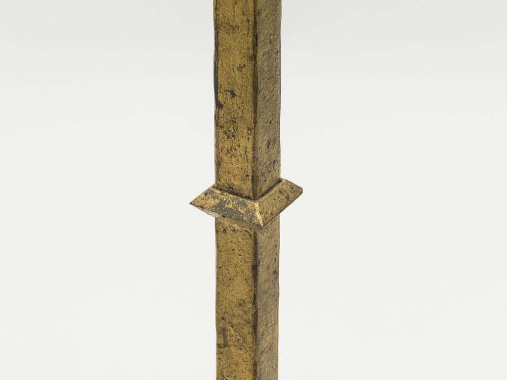 Mid-century Roger Thibier gilt wrought iron gold leaf floor lamp 1960s
