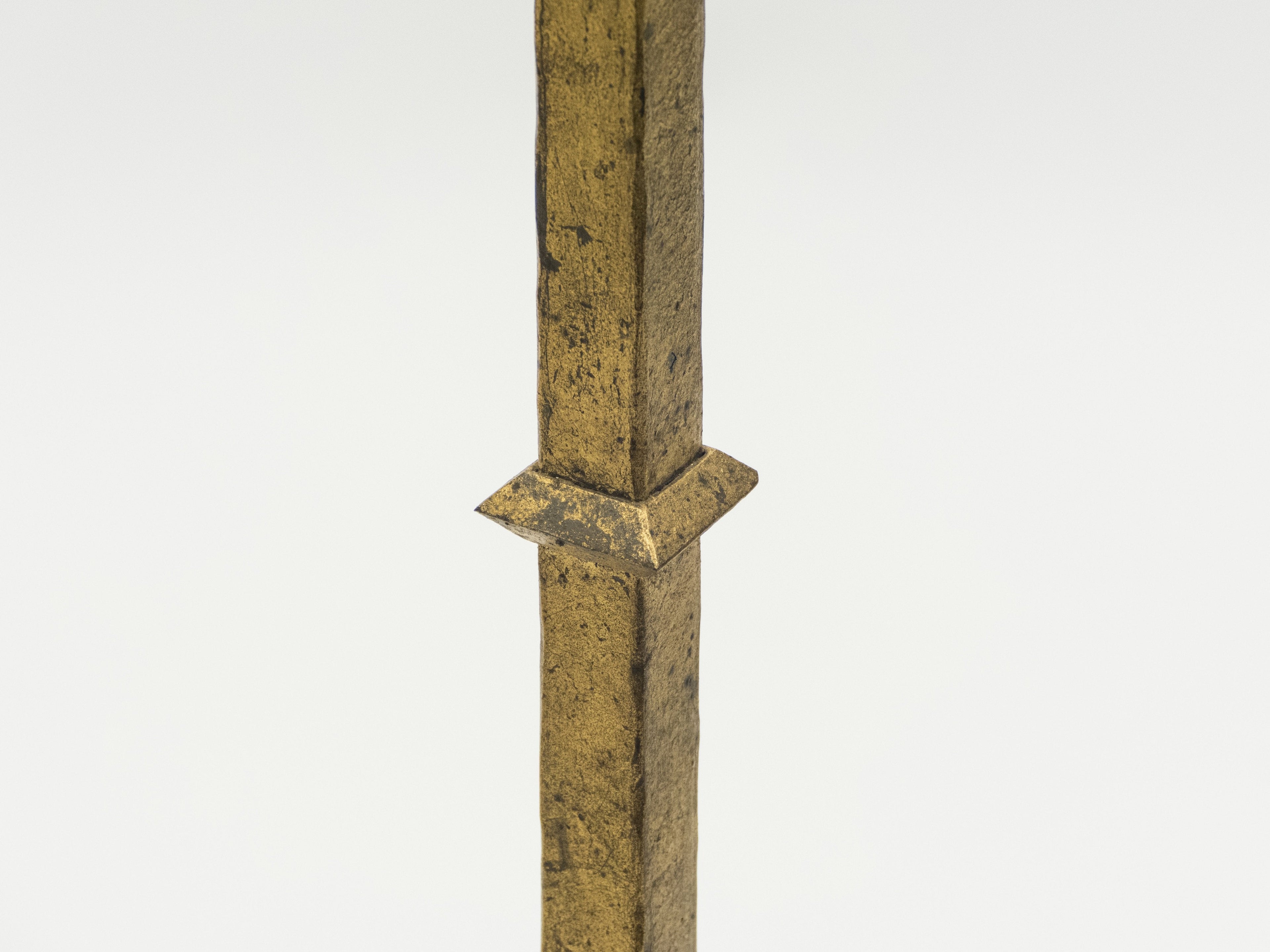 Mid-century Roger Thibier gilt wrought iron gold leaf floor lamp 1960s