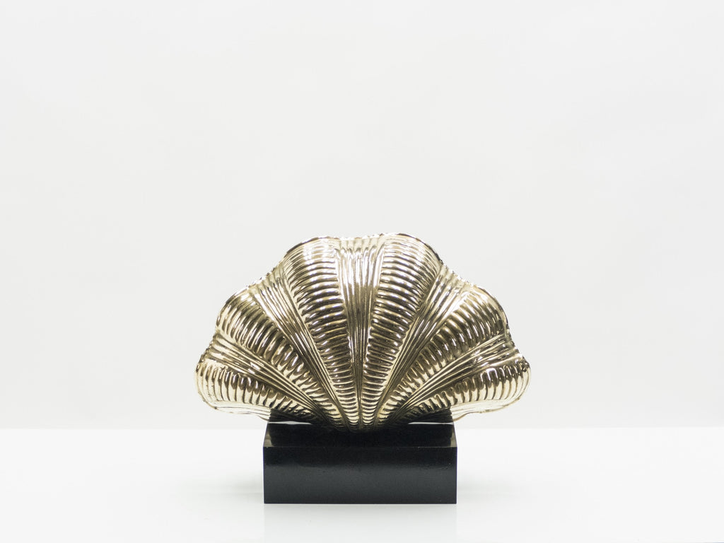 Italian mid-century Solid Brass Scallop table lamps 1960s