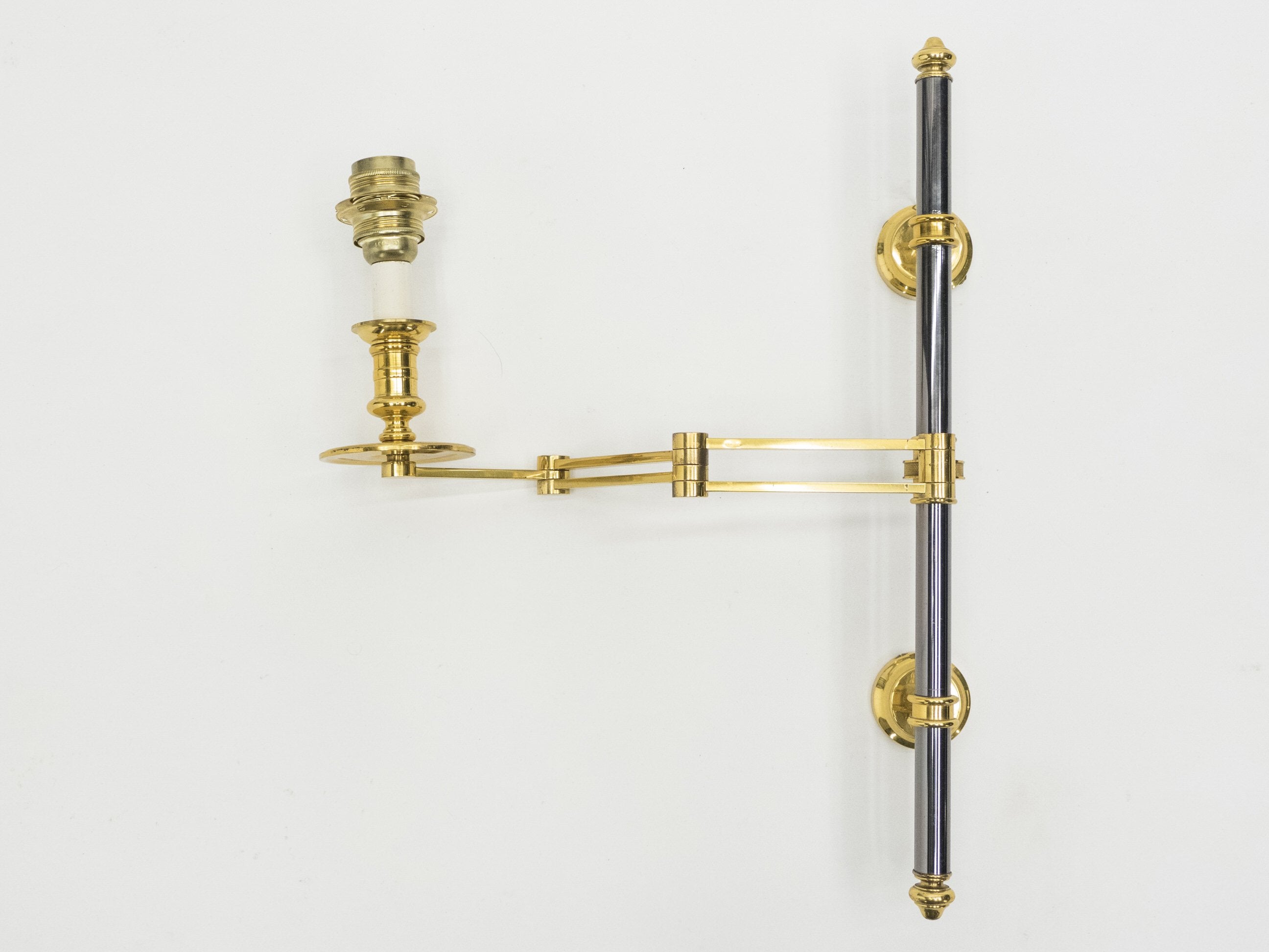 Pair of Maison Jansen metal brass Retractable wing Sconces 1960s