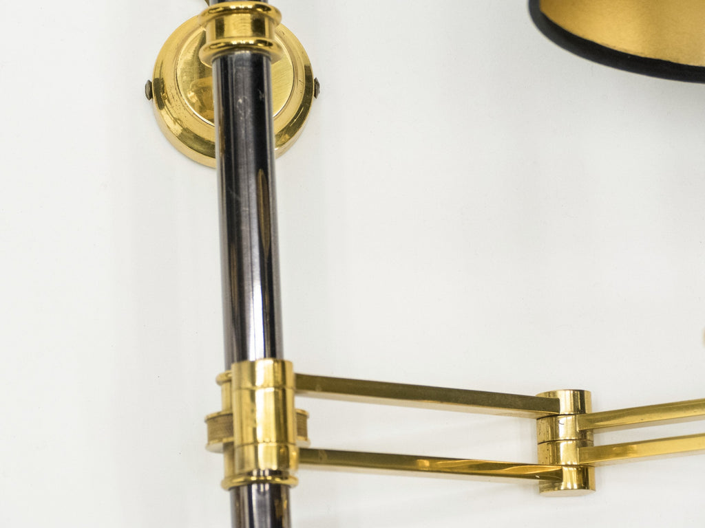Pair of Maison Jansen metal brass Retractable wing Sconces 1960s