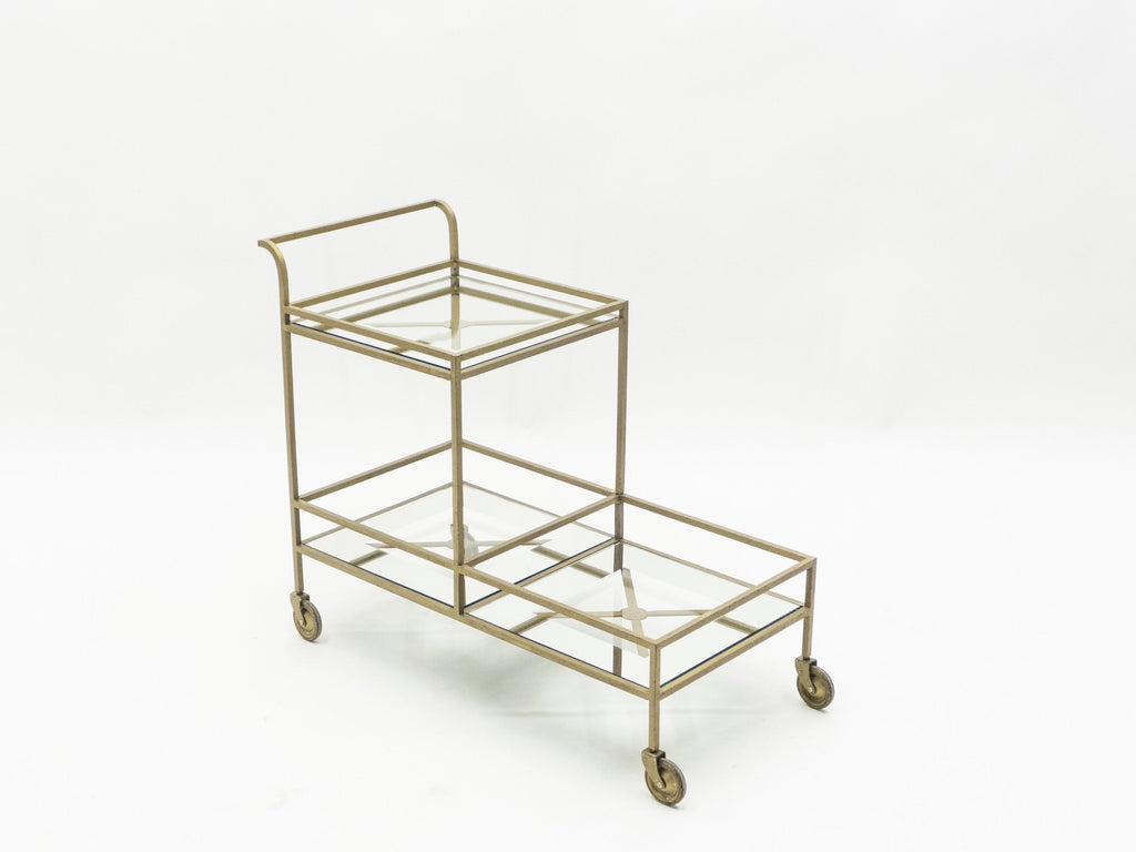 Jean Royère serving trolley gilded metal mirrored glass 1950