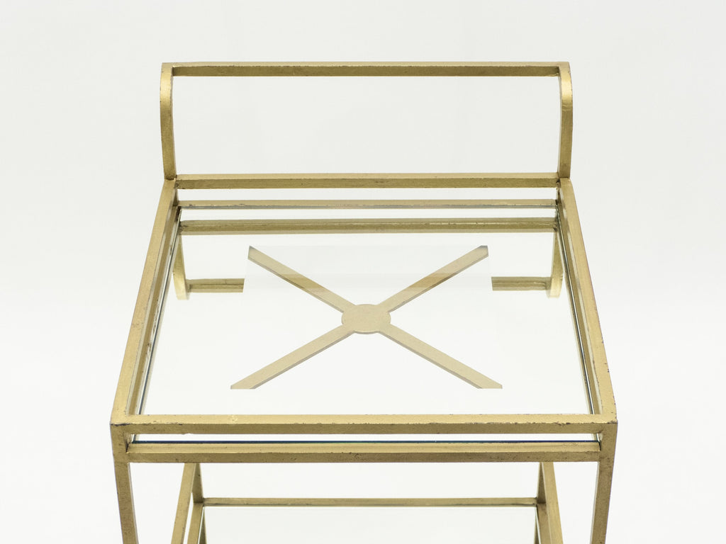 Jean Royère serving trolley gilded metal mirrored glass 1950