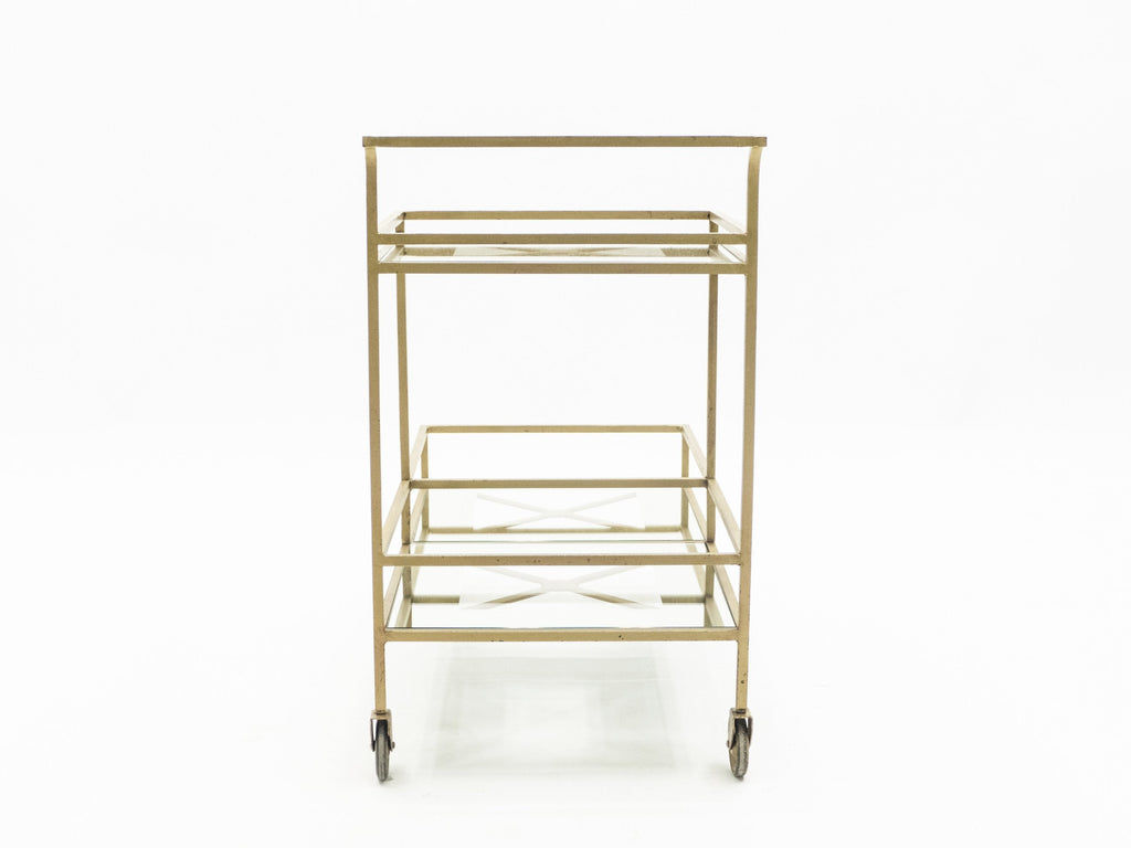 Jean Royère serving trolley gilded metal mirrored glass 1950