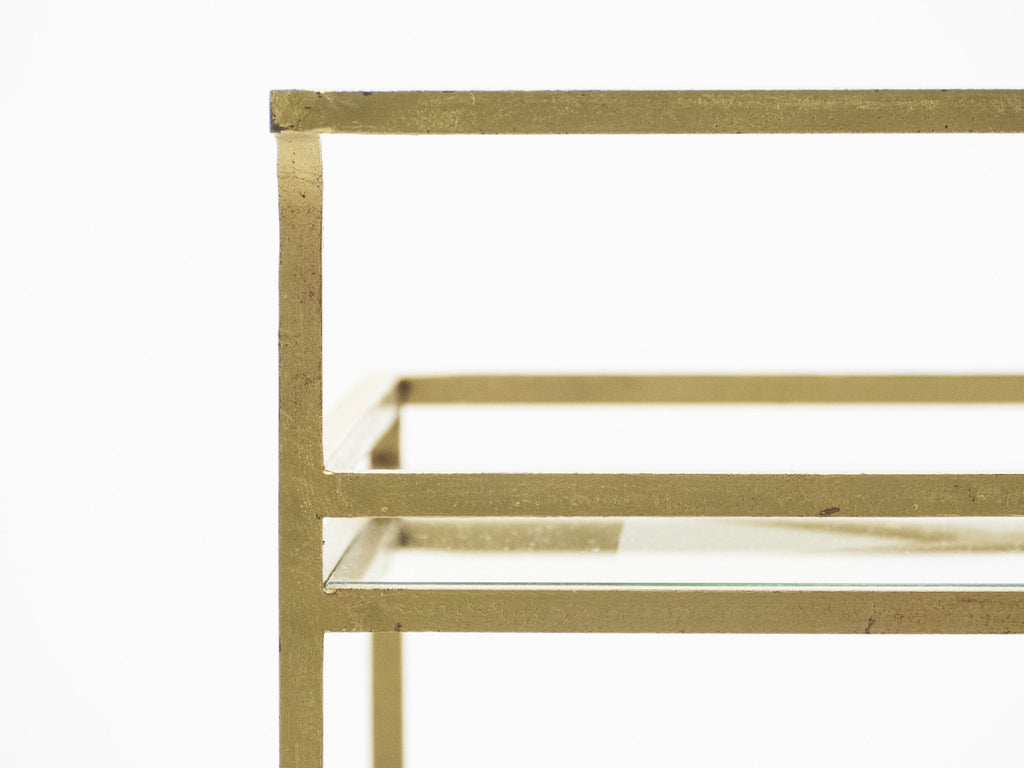 Jean Royère serving trolley gilded metal mirrored glass 1950