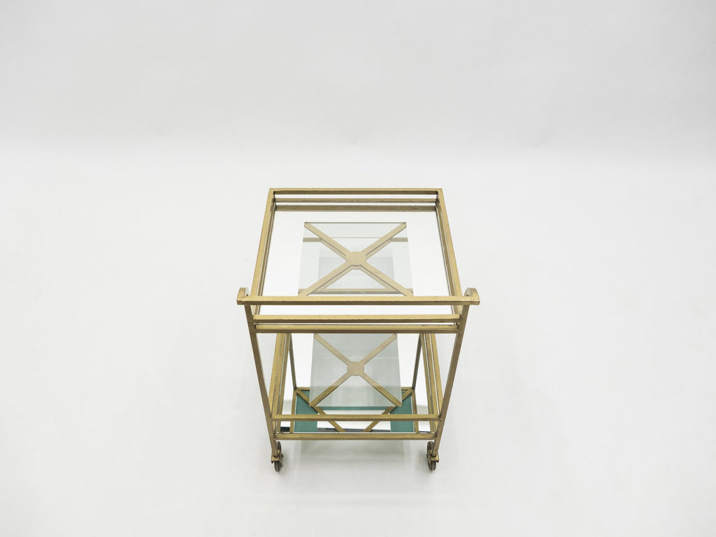Jean Royère serving trolley gilded metal mirrored glass 1950