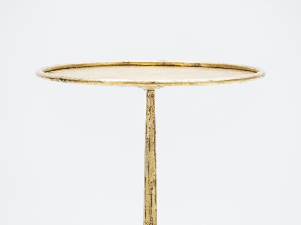 Rare French Henri Pouenat gilt wrought iron gold leaf gueridon 1960s