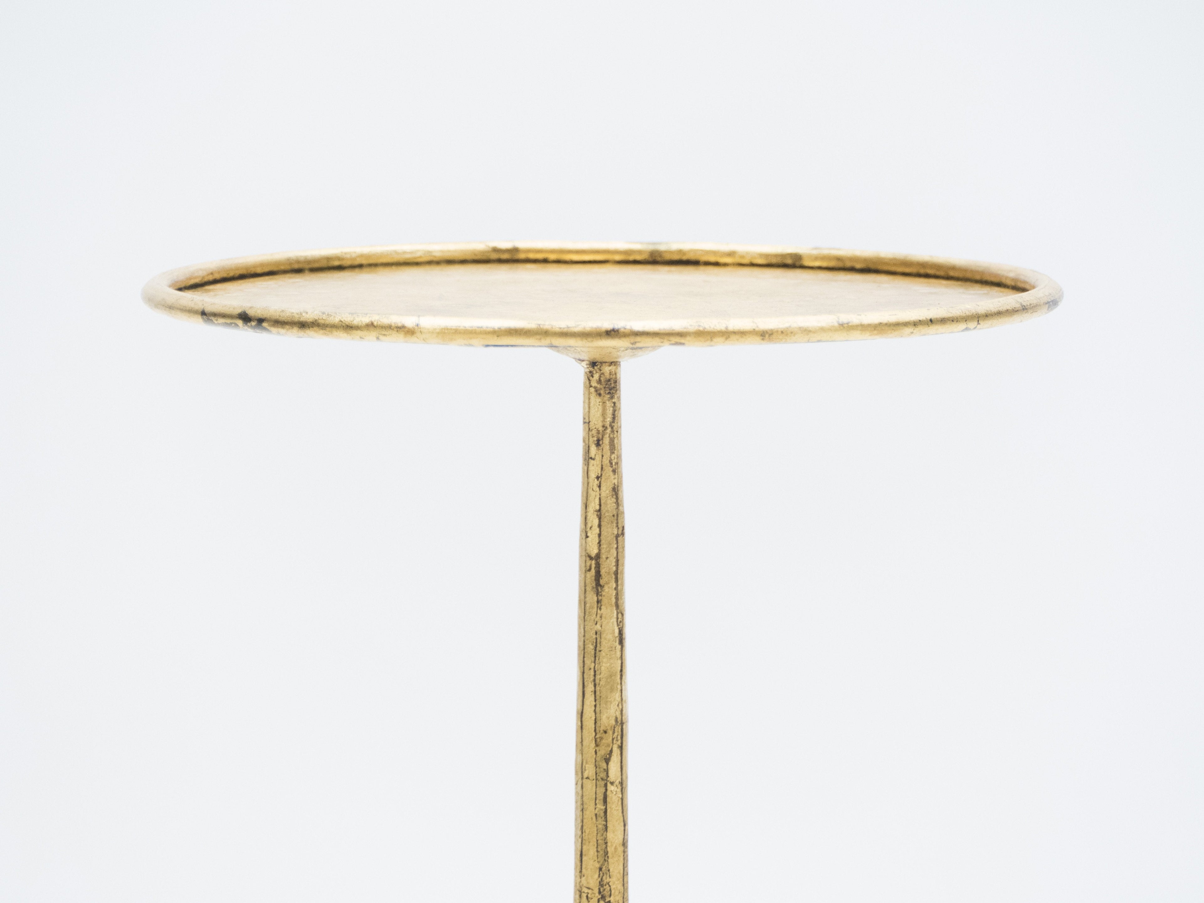 Rare French Henri Pouenat gilt wrought iron gold leaf gueridon 1960s