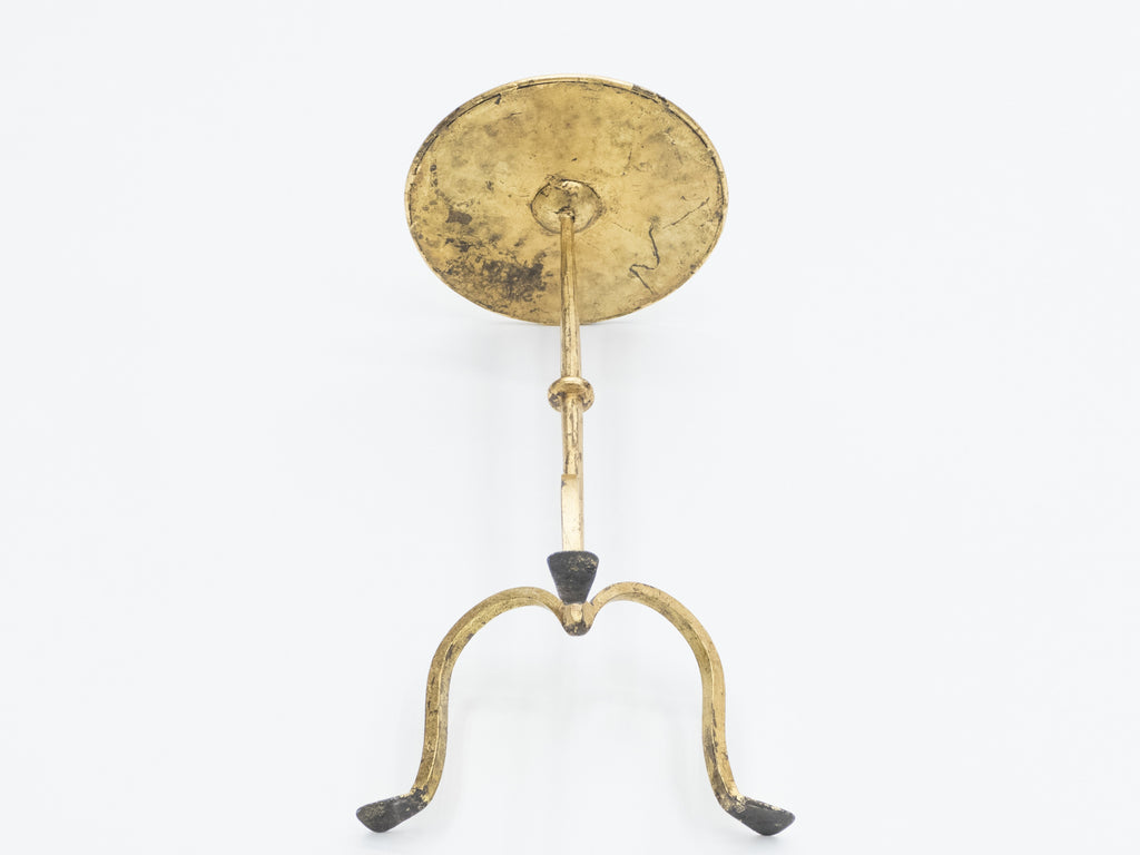Rare French Henri Pouenat gilt wrought iron gold leaf gueridon 1960s