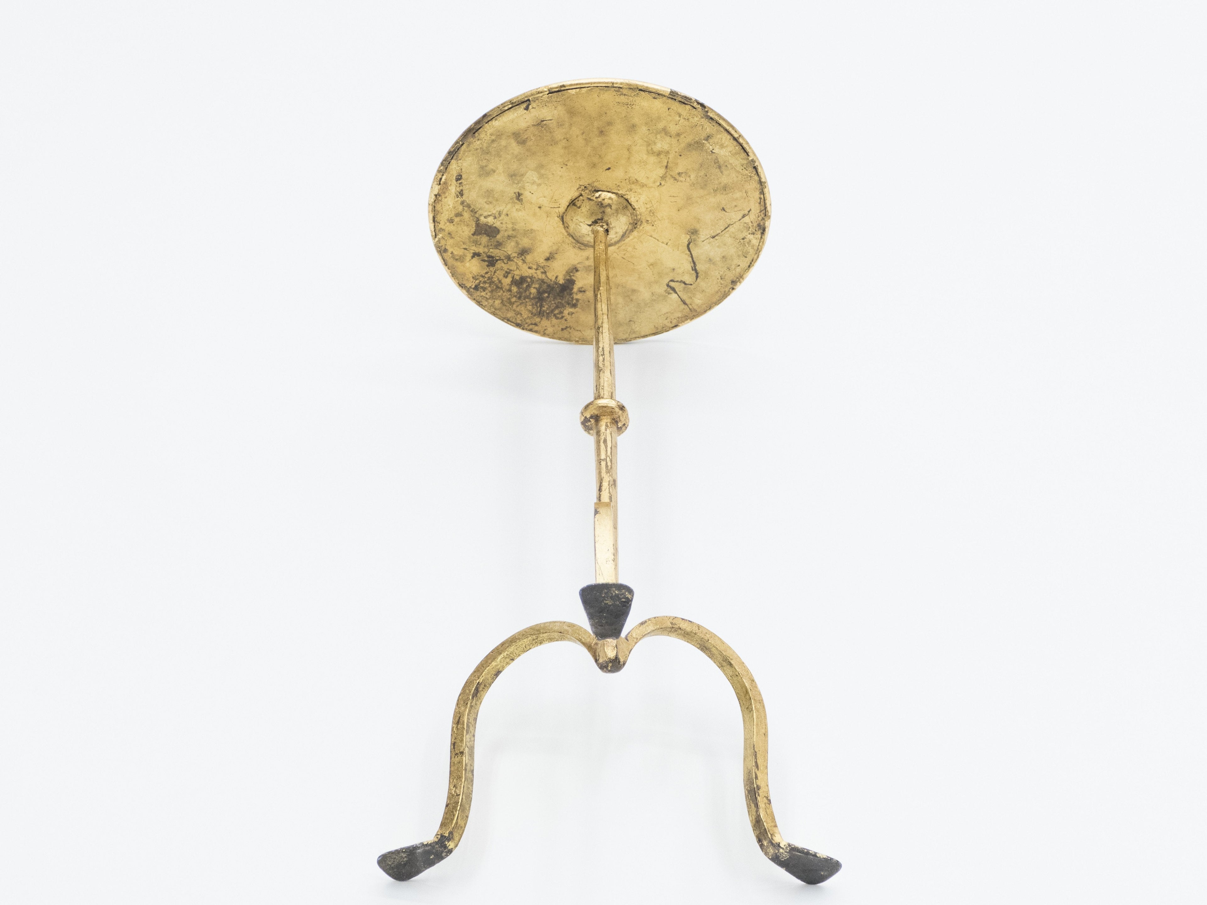 Rare French Henri Pouenat gilt wrought iron gold leaf gueridon 1960s