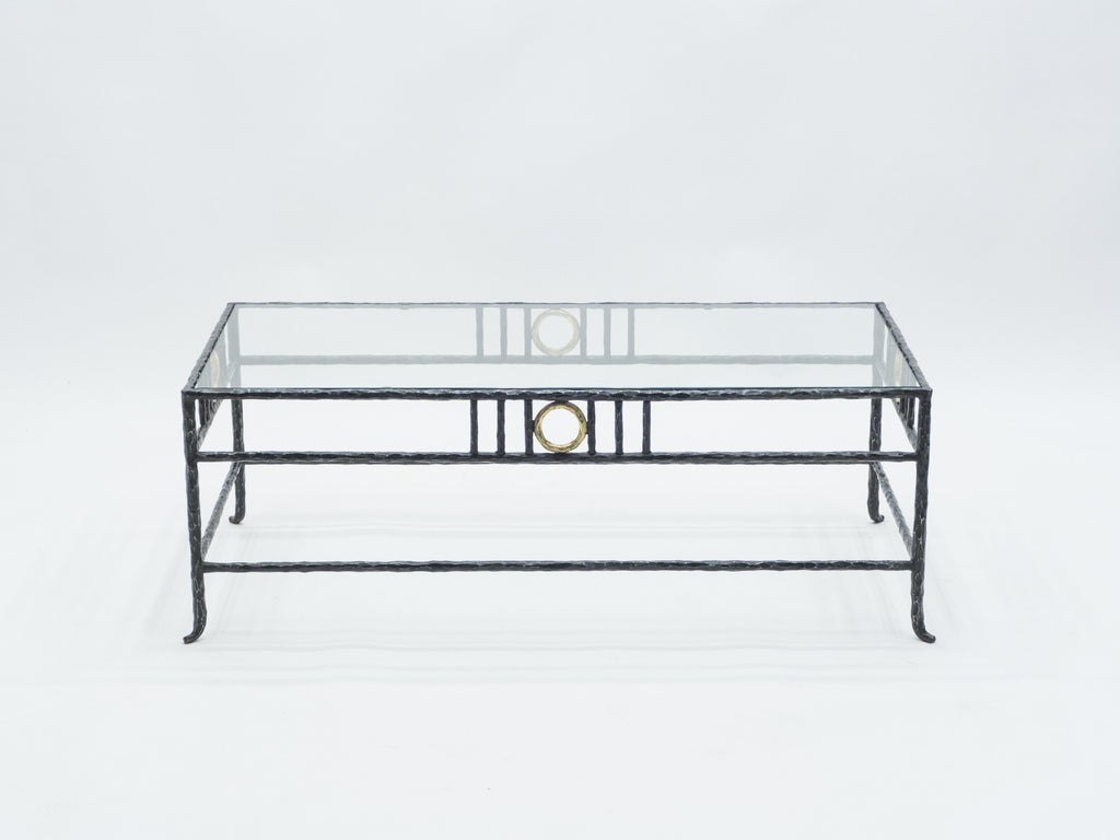 Rare signed gilded wrought iron coffee table by Garouste & Bonetti 1995