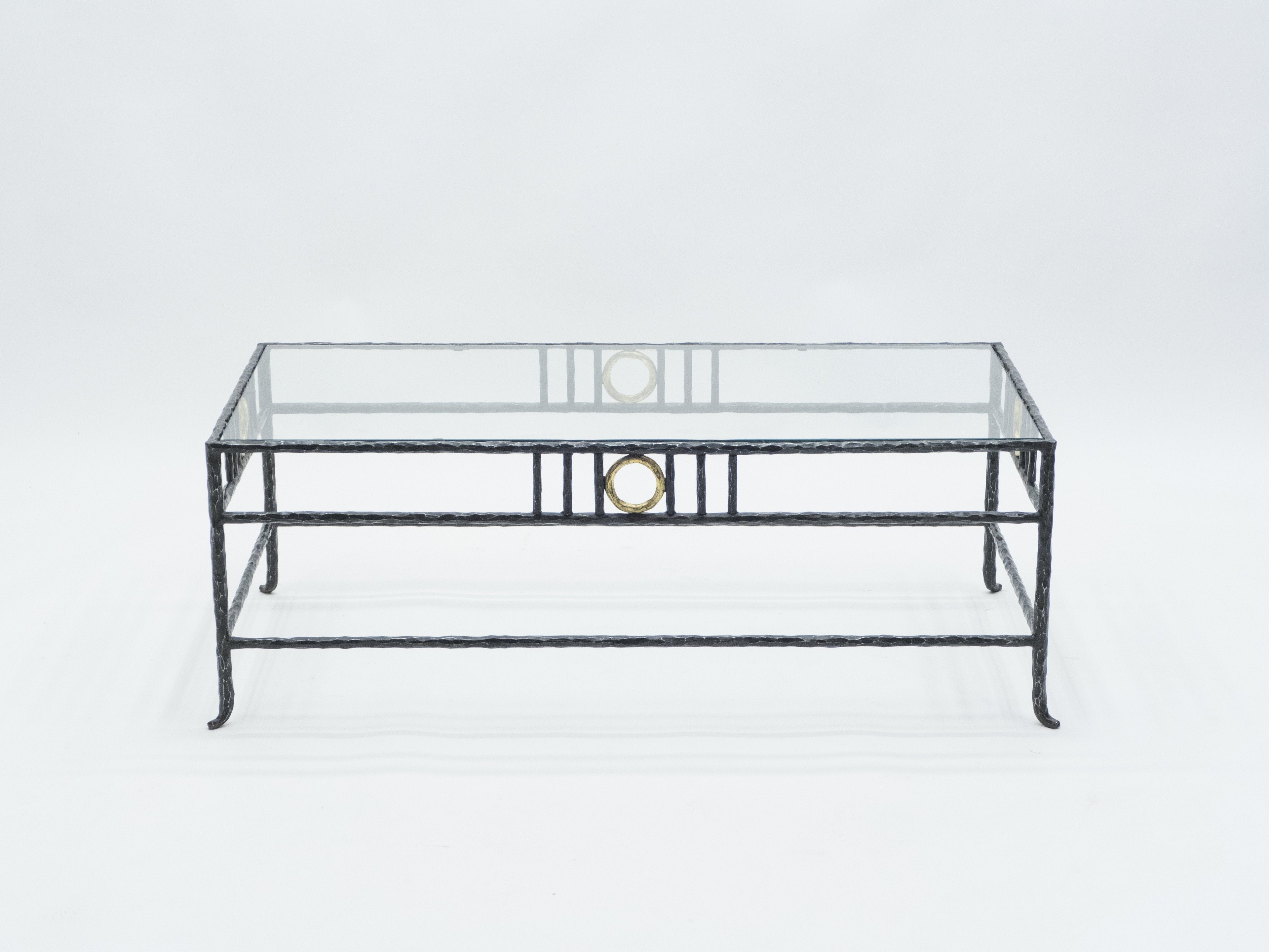 Rare signed gilded wrought iron coffee table by Garouste & Bonetti 1995