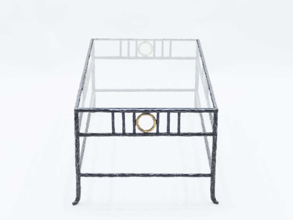 Rare signed gilded wrought iron coffee table by Garouste & Bonetti 1995