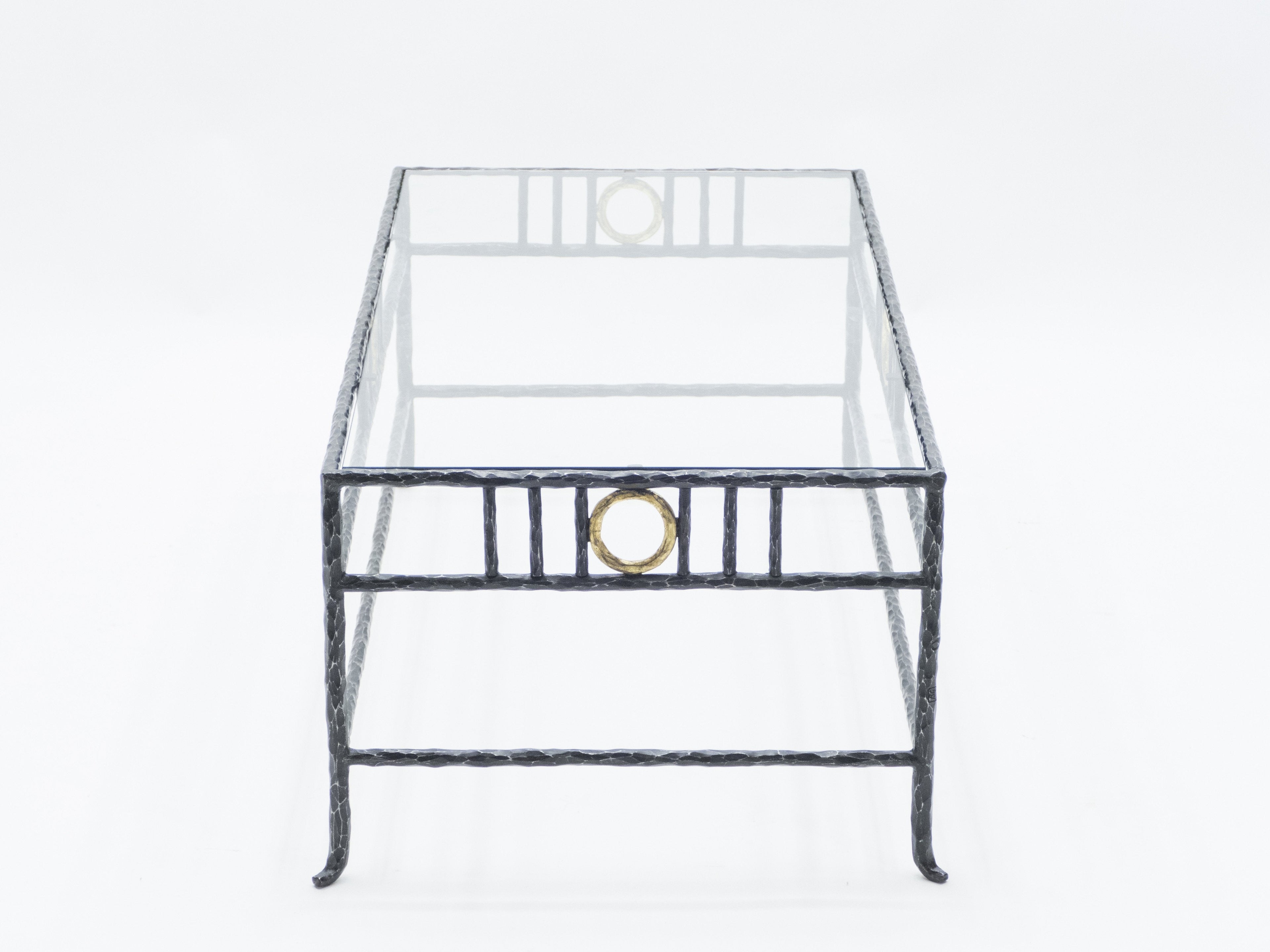 Rare signed gilded wrought iron coffee table by Garouste & Bonetti 1995