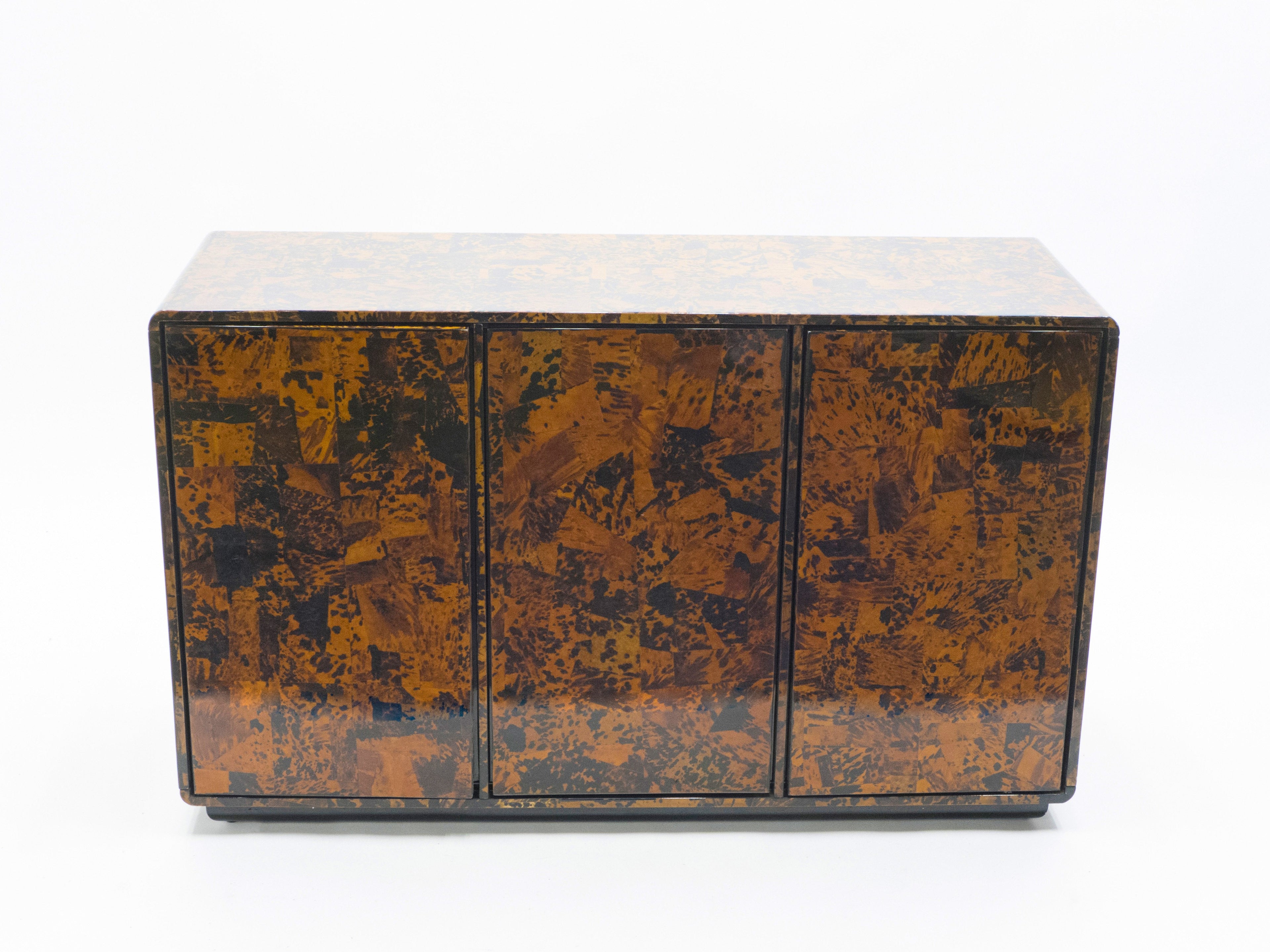 Unique Italian sideboard tortoise shells by Ottini Milano 1973
