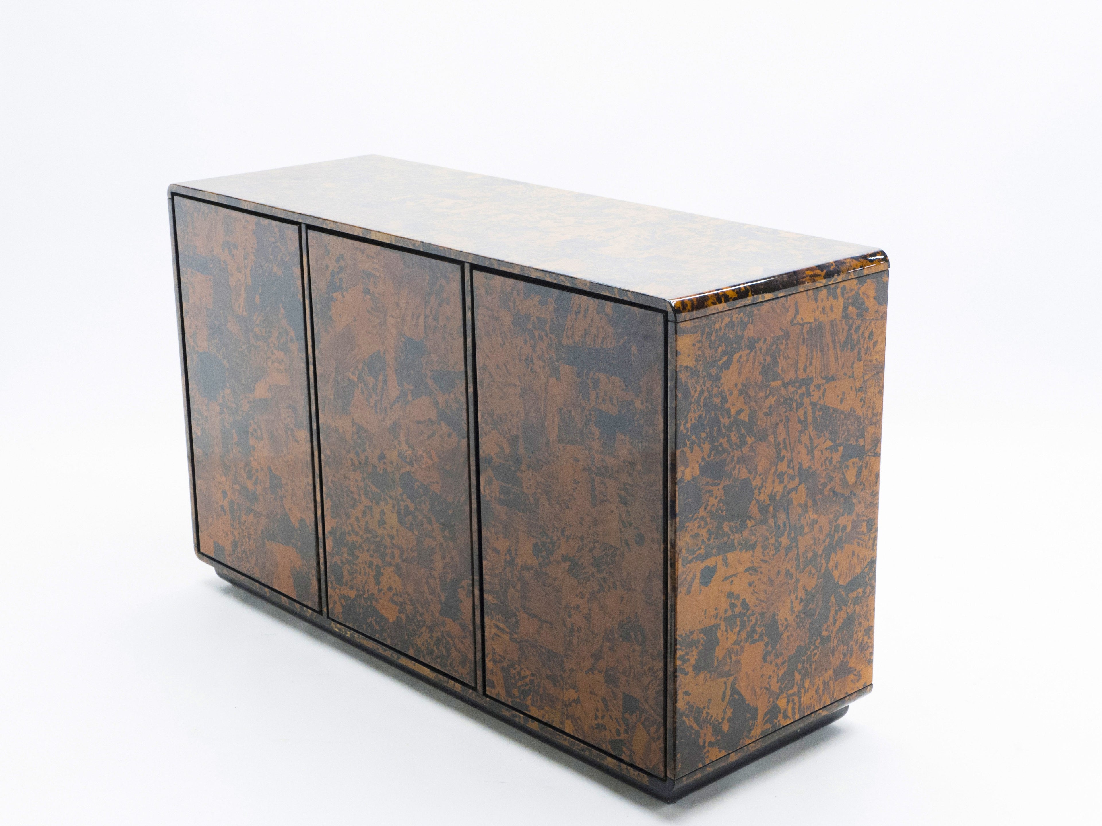 Unique Italian sideboard tortoise shells by Ottini Milano 1973
