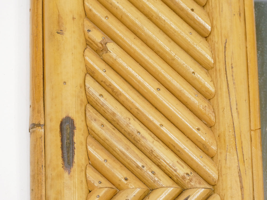 Rare XL rattan bamboo mirror Maurizio Mariani for Vivai Del Sud Roma 1970s