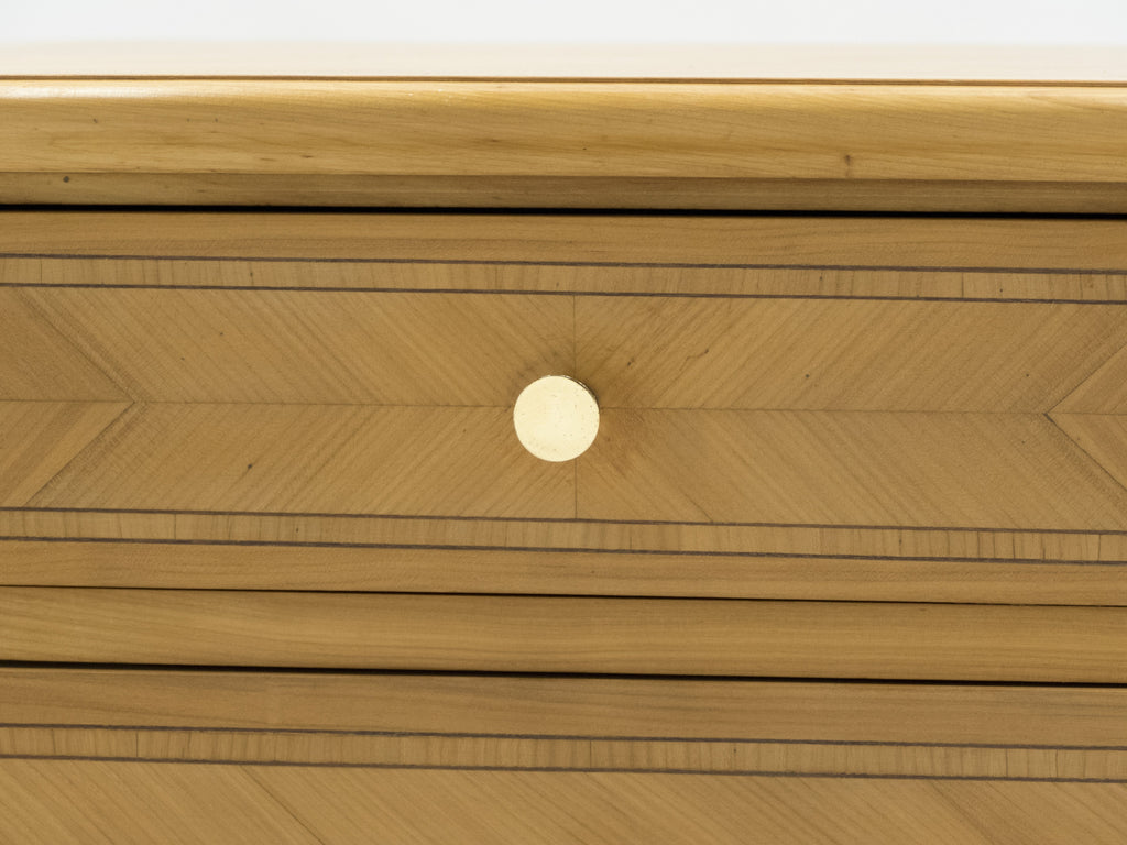 French Mid-century birch cherry wood and brass commode 1960s