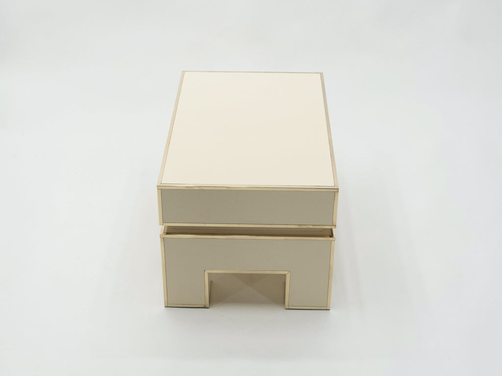 Pair of white lacquer brass end tables by Alain Delon for Maison Jansen 1975