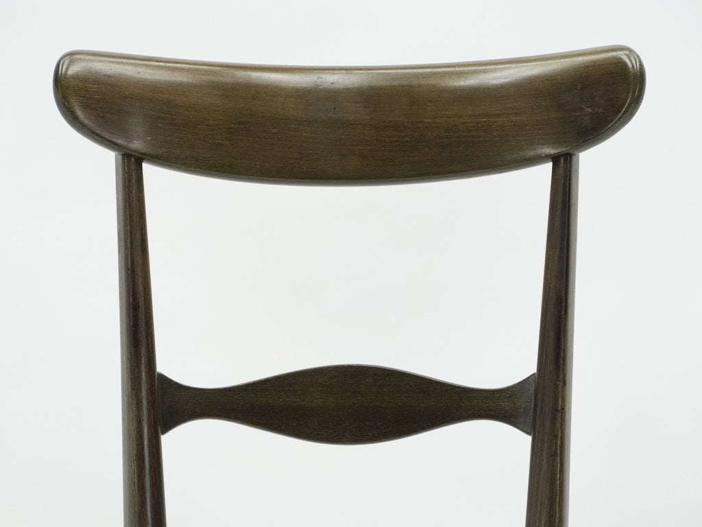 Rare set of six Campanino Chiavari walnut chairs by Fratelli Levaggi 1950