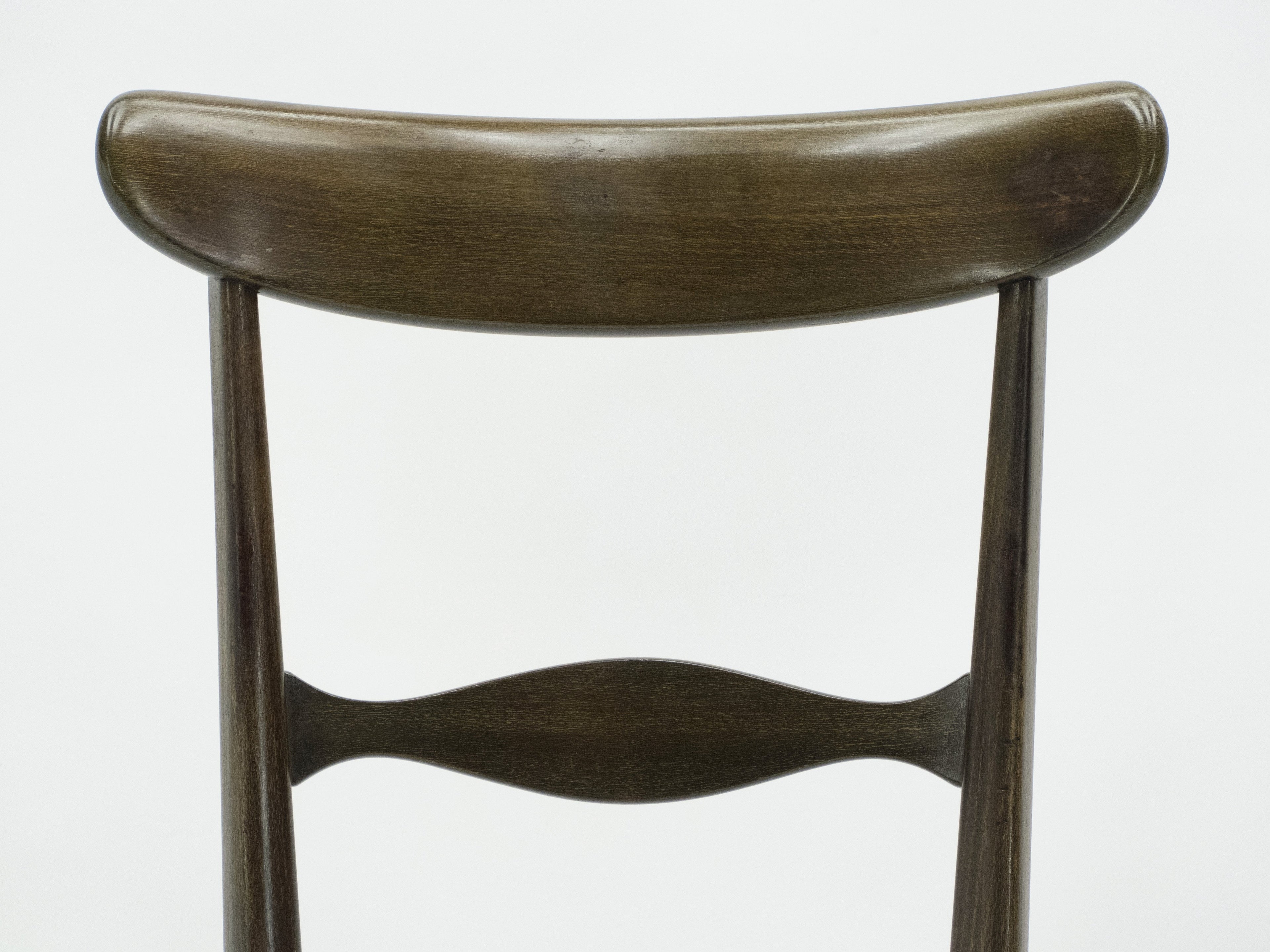 Rare set of six Campanino Chiavari walnut chairs by Fratelli Levaggi 1950