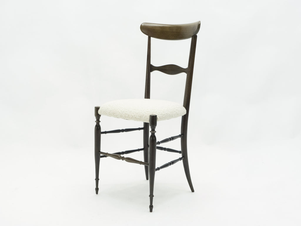 Rare set of six Campanino Chiavari walnut chairs by Fratelli Levaggi 1950