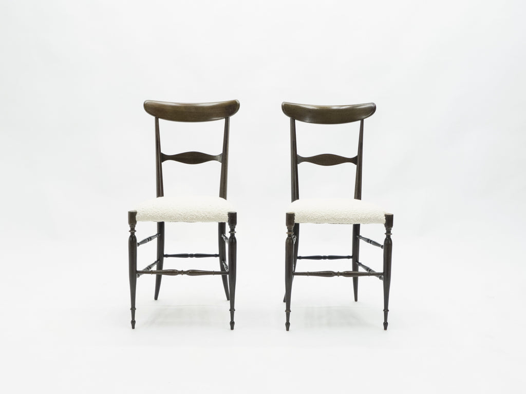 Rare set of six Campanino Chiavari walnut chairs by Fratelli Levaggi 1950