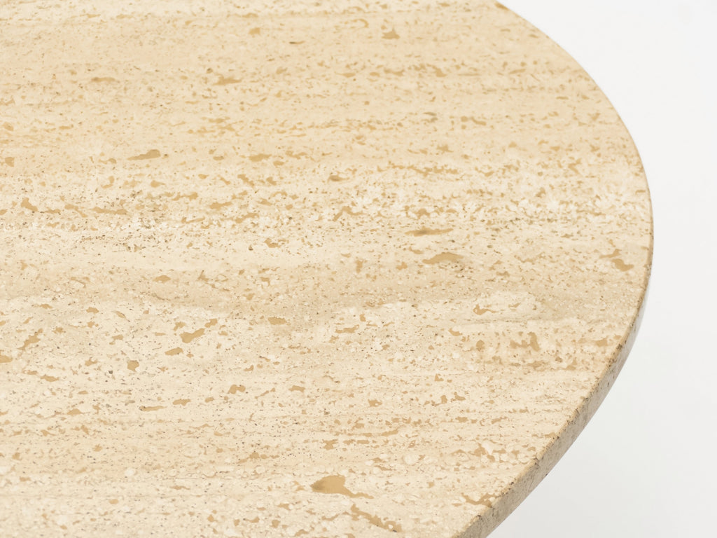 First Arflex Edition by Michel Kin Elliptical travertine brass Coffee Table 1960