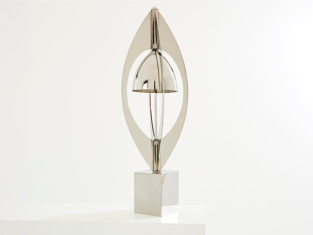 Jacques Charles for Maison Charles Ogive nickel metal lamp 1965