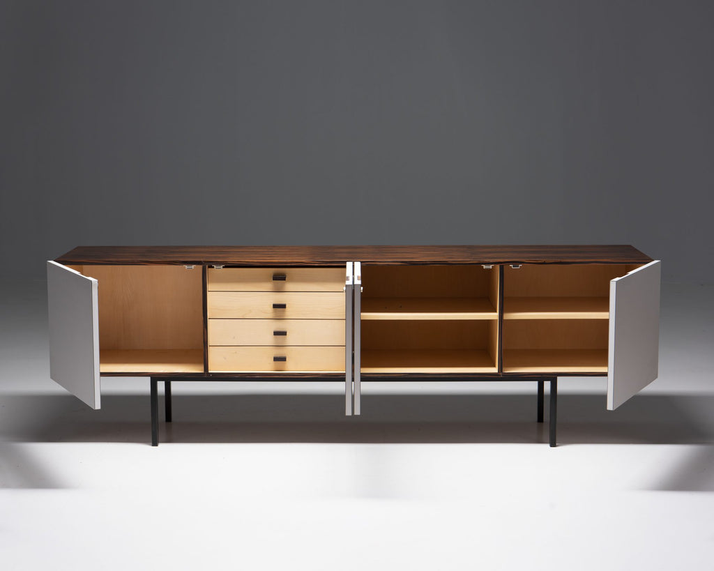 Sideboard in Zebrano veneer with White Doors, 1960’s